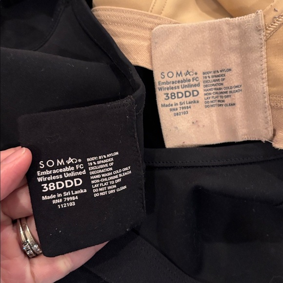 Set of 2 Soma Women's Black and Tan Embraceable Wireless Unlined Bra - Picture 3 of 3